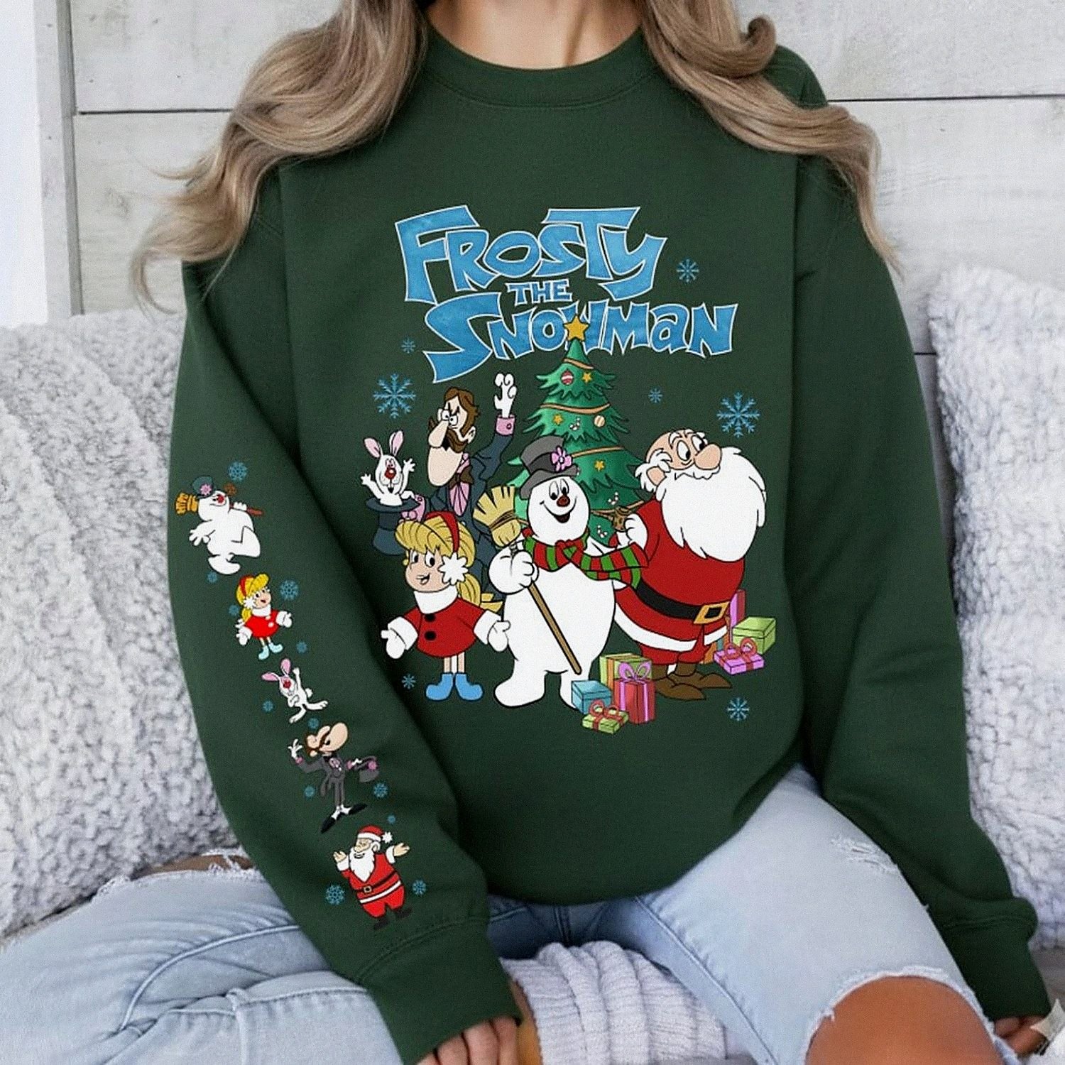 Vintage Frosty The Snowman Christmas Shirt & Sleeve Print Sweatshirt