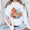 Retro Miser Brothers Heating and Cooling Christmas sweatshirt with sleeve print featuring Heat Miser and Snow Miser design
