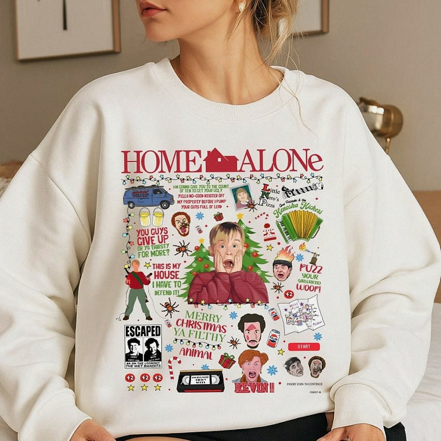 Home Alone Christmas Sweatshirt, Merry Christmas Ya Filthy Animal Sweater,