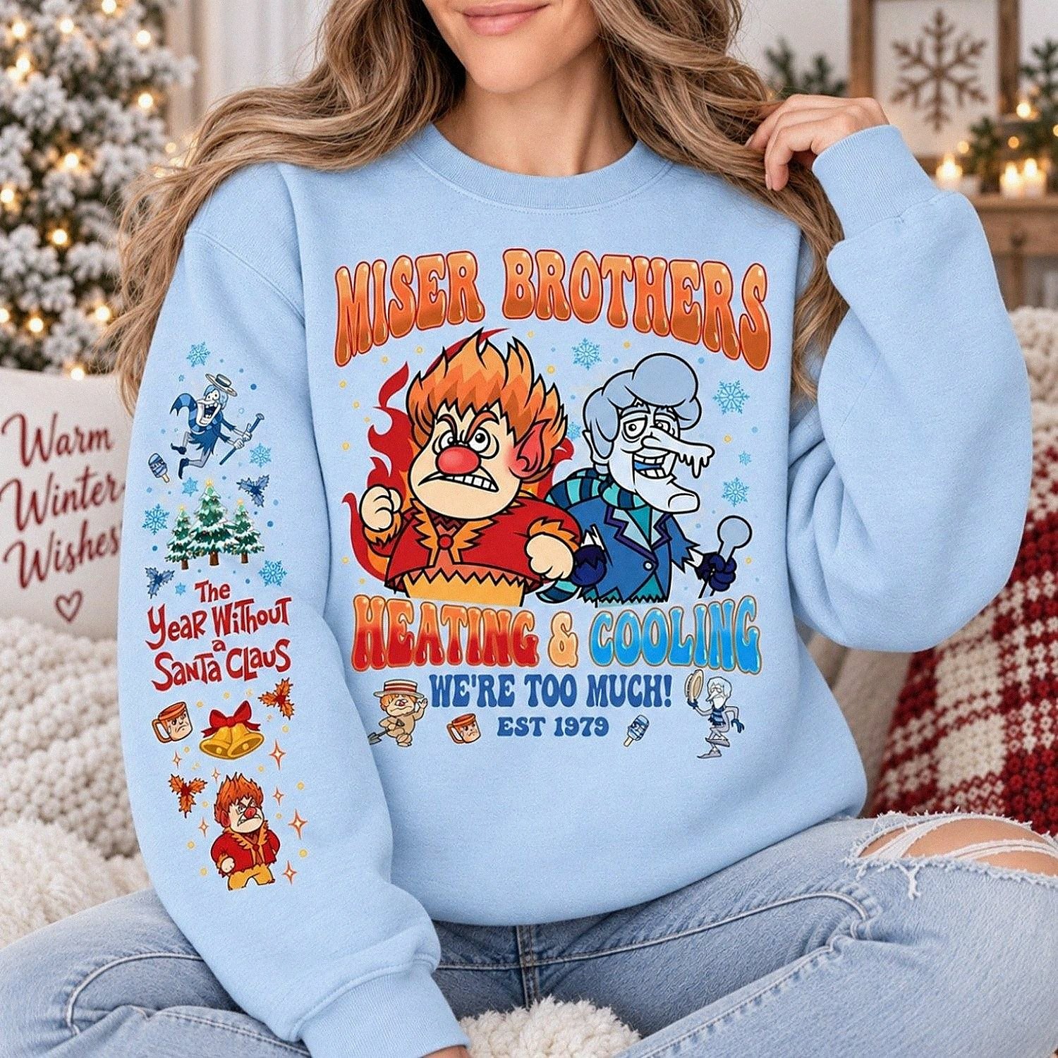 Miser Brothers Heating & Cooling Sweatshirt – Retro The Year Without a Santa Claus Christmas Crewneck - Image 6