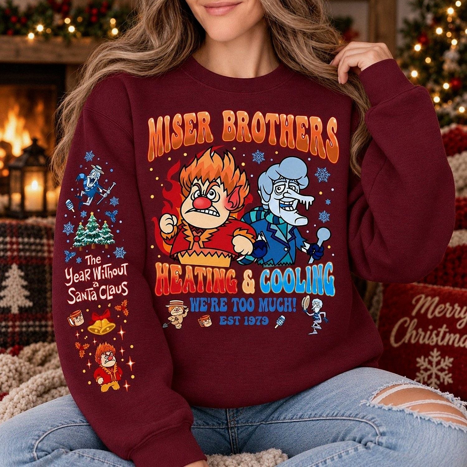 Miser Brothers Heating & Cooling Sweatshirt – Retro The Year Without a Santa Claus Christmas Crewneck - Image 4