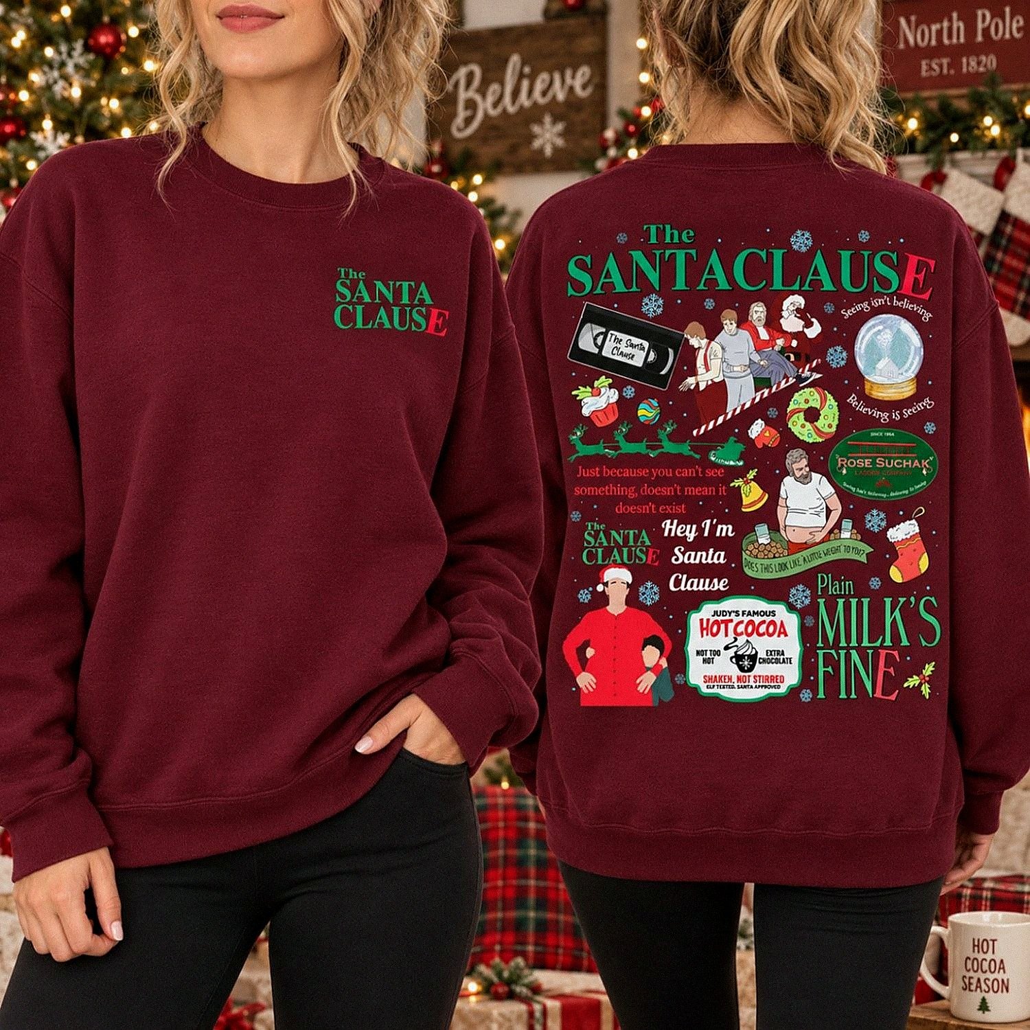 Retro Christmas Santa Graphic T-Shirt, Hoodie & Sweatshirt – Vintage Holiday Apparel - Image 4