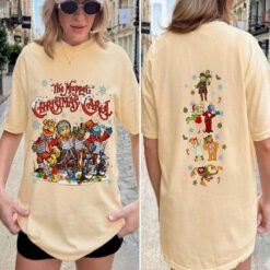 Light grey The Muppet Christmas Carol vintage sweatshirt featuring Kermit and friends front graphic and festive character sleeve print