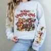 Light grey The Muppet Christmas Carol vintage sweatshirt featuring Kermit and friends front graphic and festive character sleeve print
