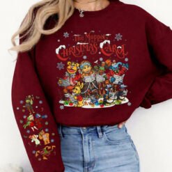 Light grey The Muppet Christmas Carol vintage sweatshirt featuring Kermit and friends front graphic and festive character sleeve print